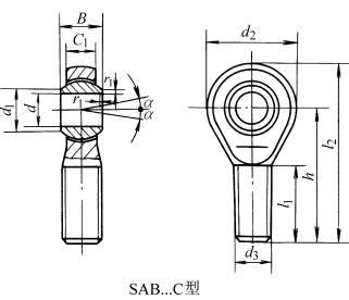 SIB…C、SA…C型杆端关节轴承的结构型式和外形尺寸